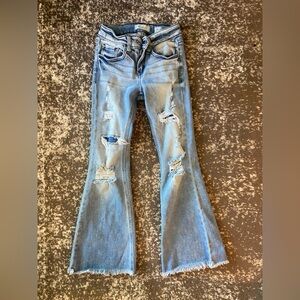 Girls size 8 Kancan distressed flare jeans
